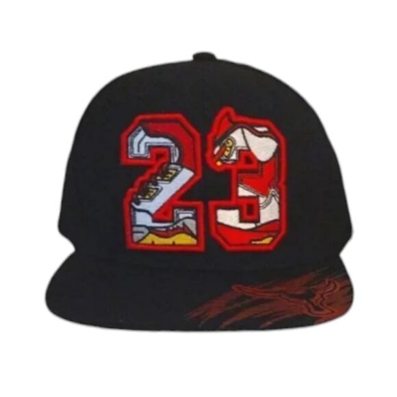 Top Level Michael Jordan #23 Chicago Bulls Black Red Digital Snapback Hat - Picture 12 of 12